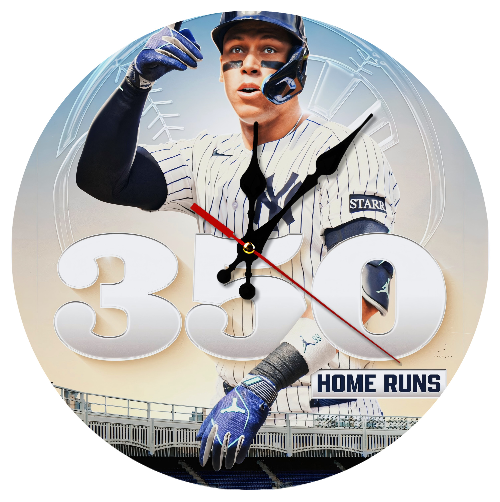 Aaron Judge's 350th Career Home Runs Silent Round Wall Clock – Modern & Stylish DIY Design, Durable Wood Construction, Easy To Install – Perfect For Office, Bedroom, Living Room, And More